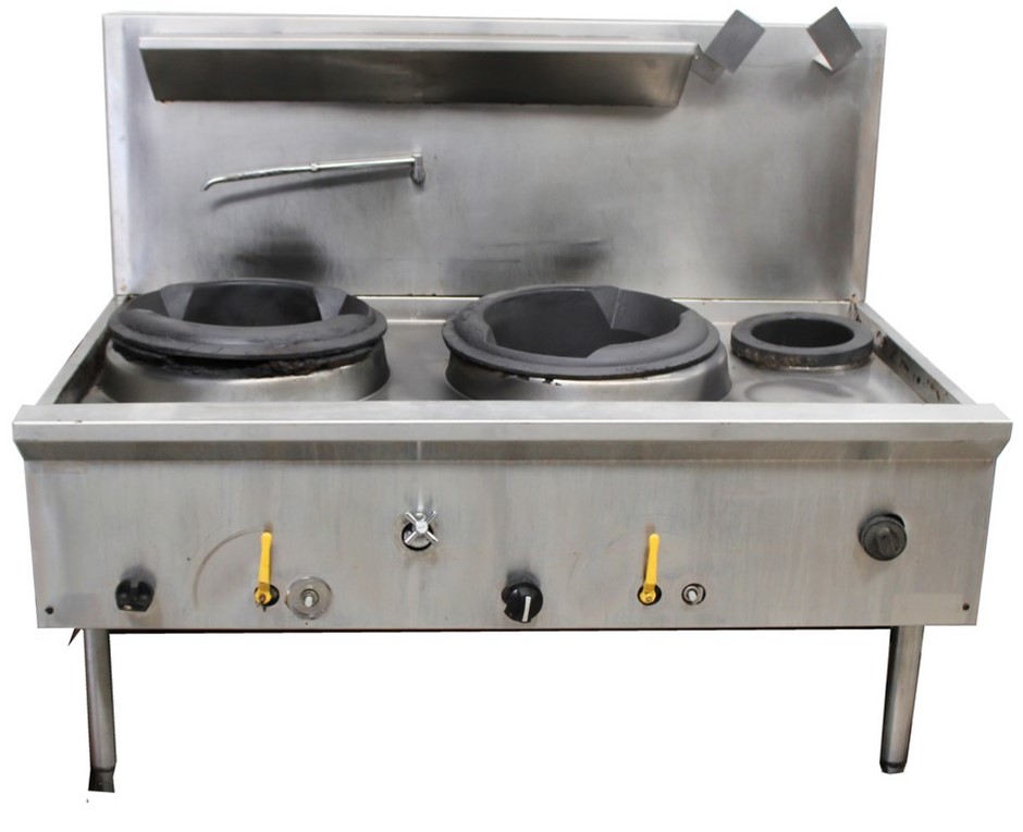 B+S GAS DELUXE WATERLESS 2 HOLE WOK WITH SIDE BURNER
