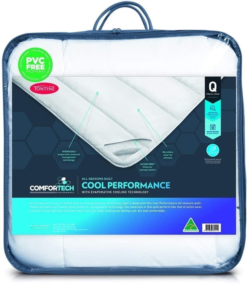TONTINE Comfortech Cool Performance Quilt, Size: Queen , White.