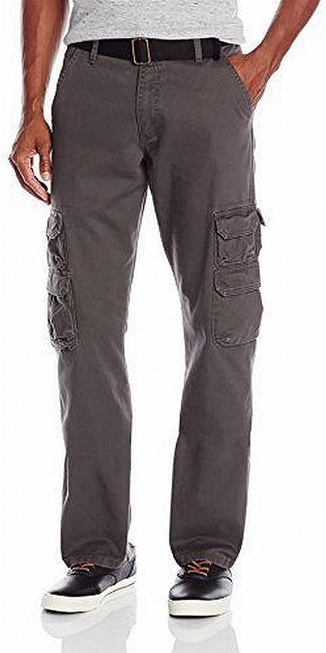 WRANGLER Mens Relaxed Straight Twill Cargo Pant, Size 42x32, Anthracite Twi