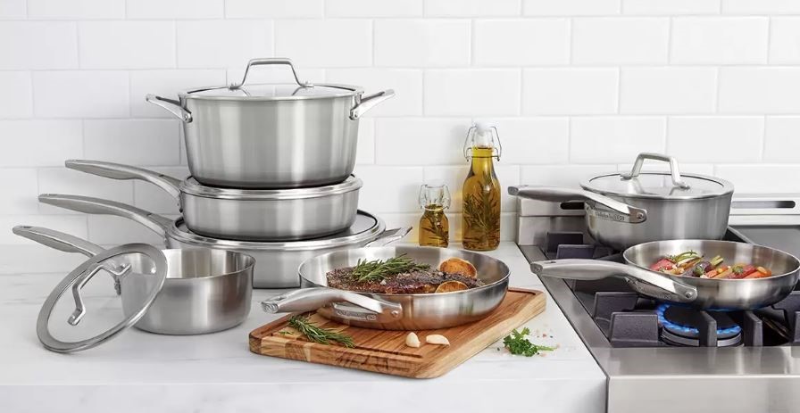 CALPHALON 12pc Stainless Steel Cookware Set. NB: Used, not in original pack