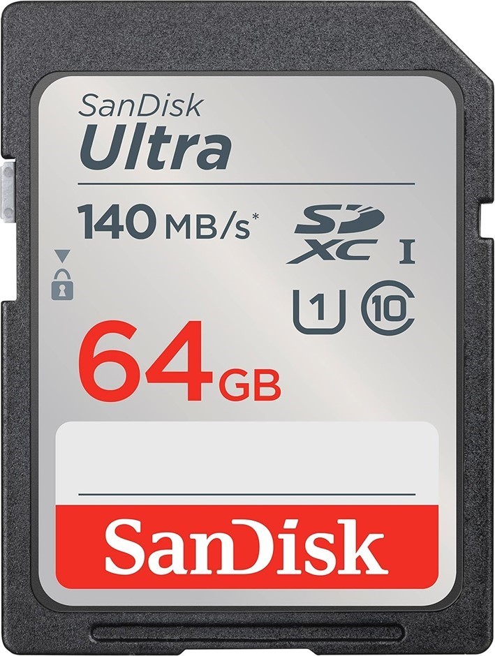 SanDisk Ultra 64GB SDHC SDXC UHS-I Memory Card, Black.