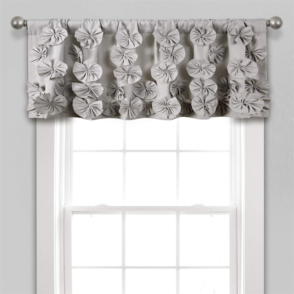 2 x LUSH DECOR Riley Window Valance - Charming Handmade Bow Details - Elega