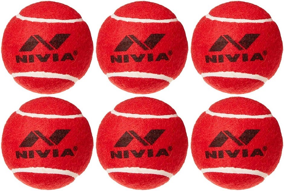 NIVIA 6 Pack Heavy Tennis Cricket Balls, Red. NB: Damaged packaging