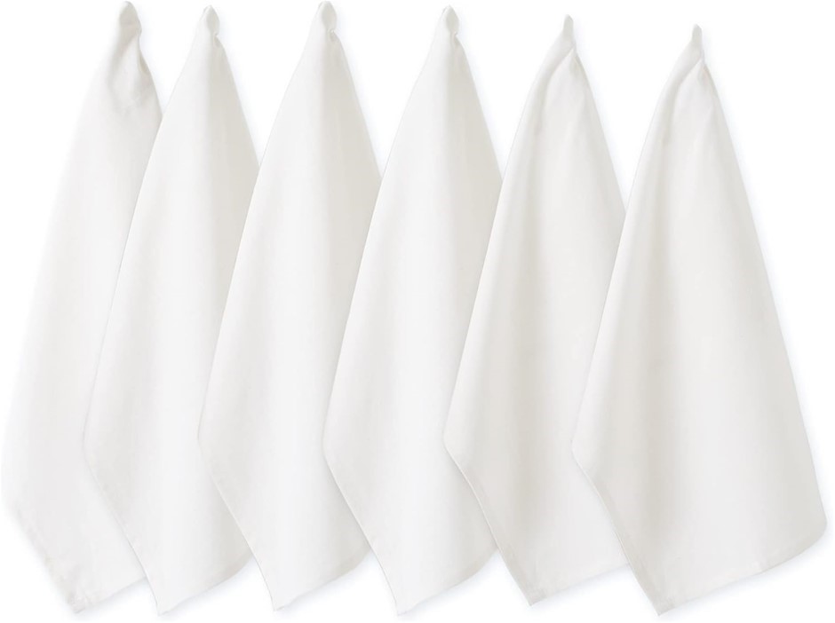 DII Cotton Solid Flat Weave Dish Towels, 18 x 28 Set of 6, Absorbent Monogr