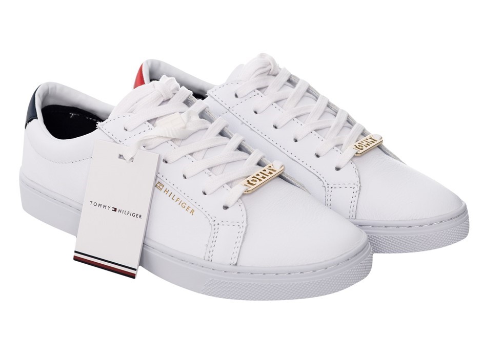 TOMMY HILFIGER Essential Sneakers, Size EU37 / US6.5 / UK4, 020 White/Red/B