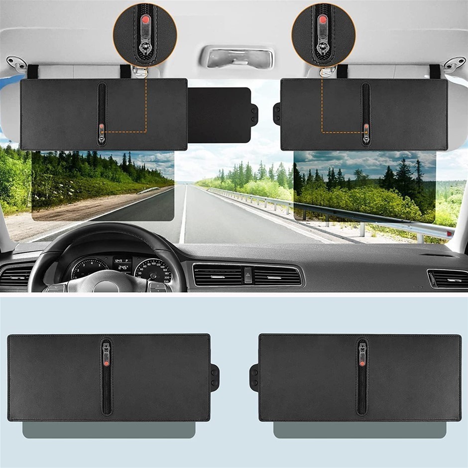 VEHARVIM 2 Pack Polarized Sun Visor Extender for Car with Zipper Slider (Dr