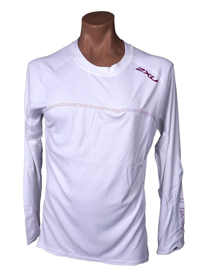 4 x 2XU Women's Sailing Short Sleeve Fibretech Tee, Size L, White/Rose. WY2