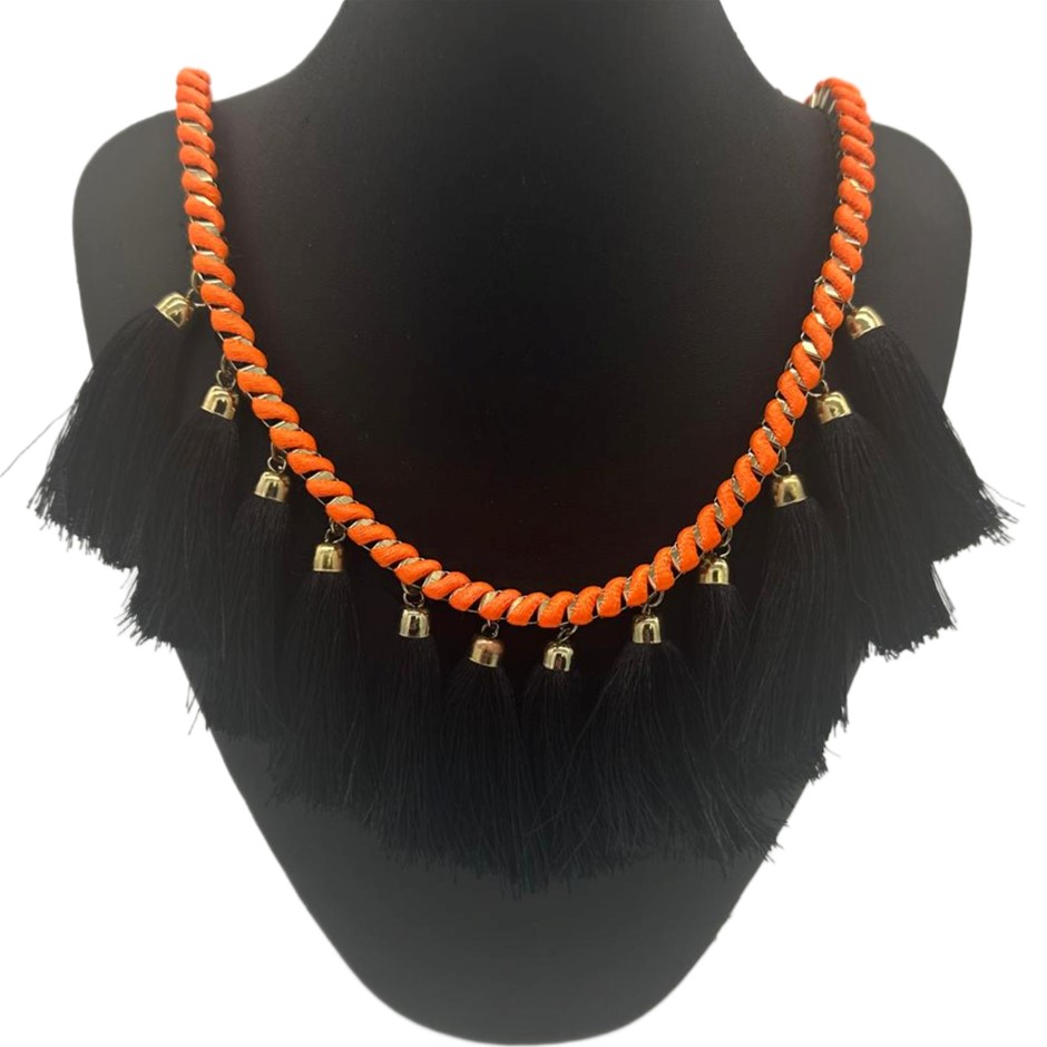 Black and Orange Boho Necklace