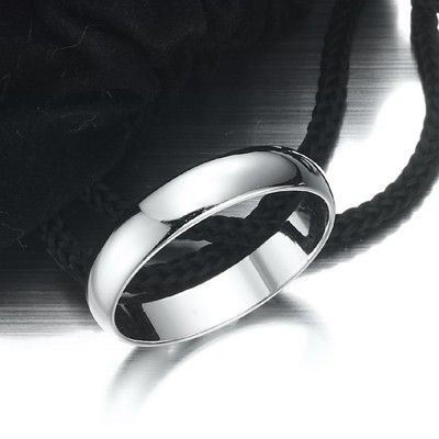 Rhodium Plated Men's Band Ring (5mm) - US Size 10