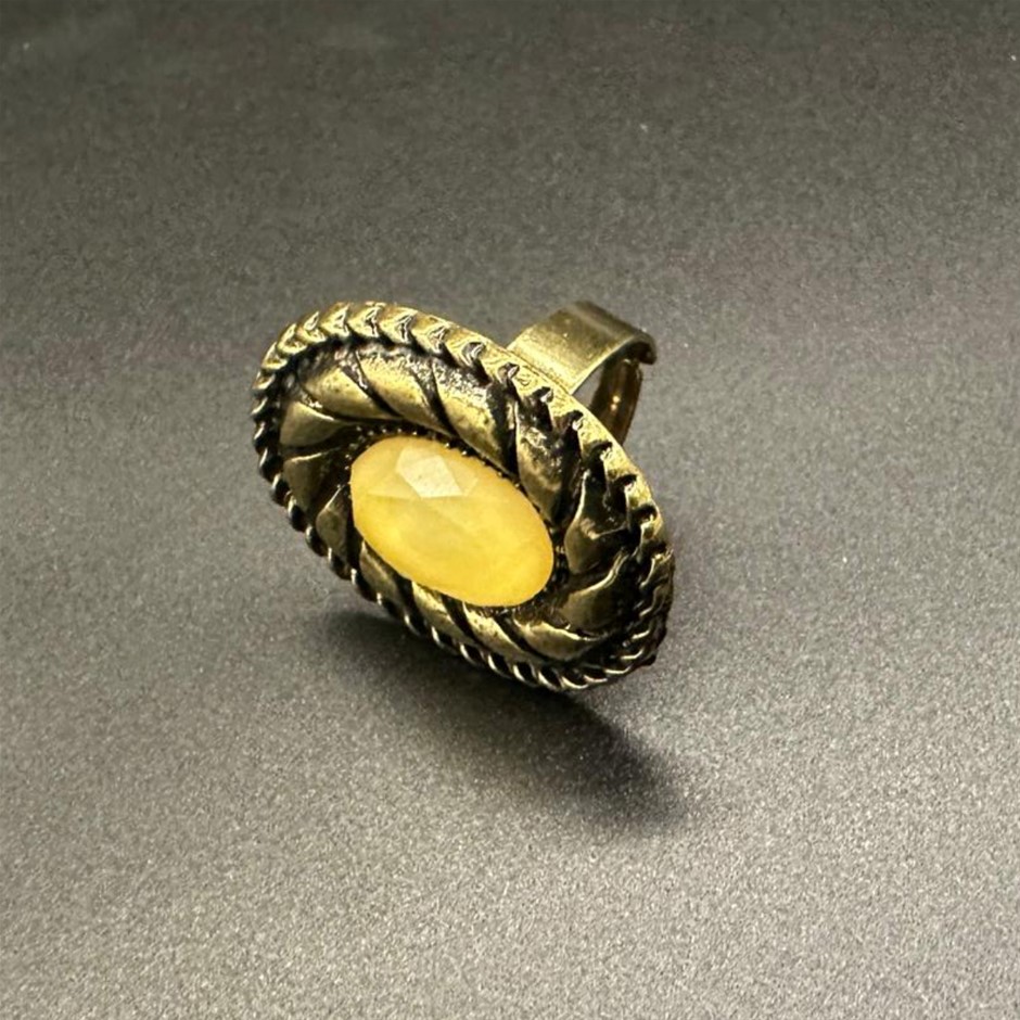 Bronze and Yellow Boho Ring - Adjustable