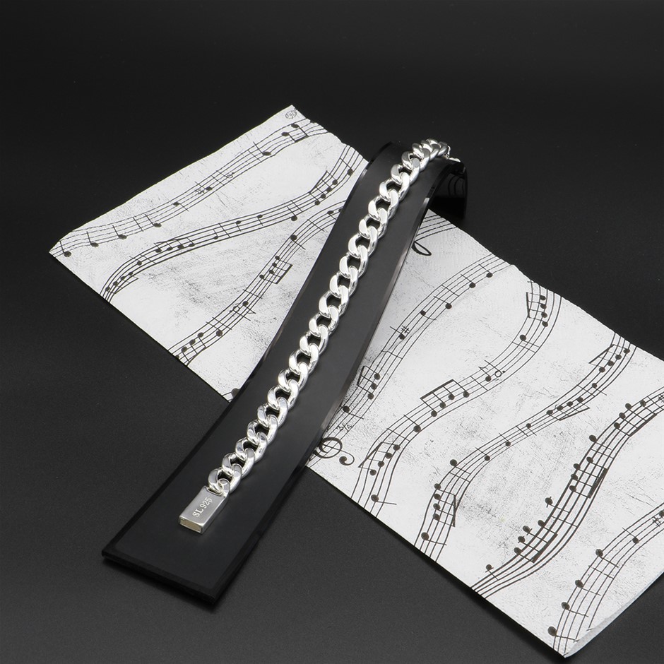 Classic Silver Plated Curb Chain Bracelet - DEMO(May contain imperfections)