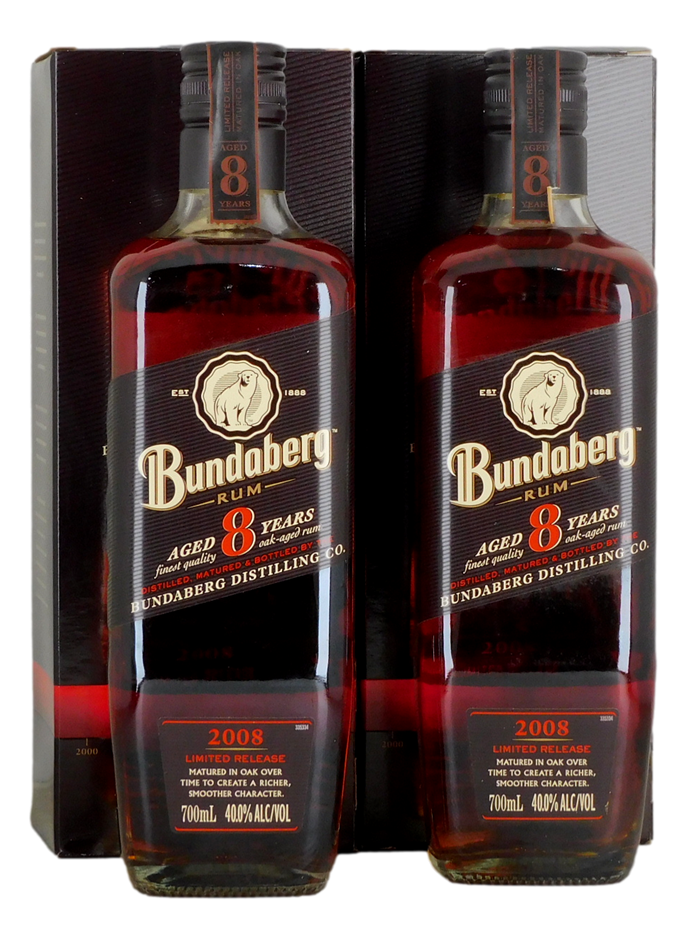 Bundaberg Rum 8 Year Old (2nd Release) 2008 (2x 700mL), QLD.