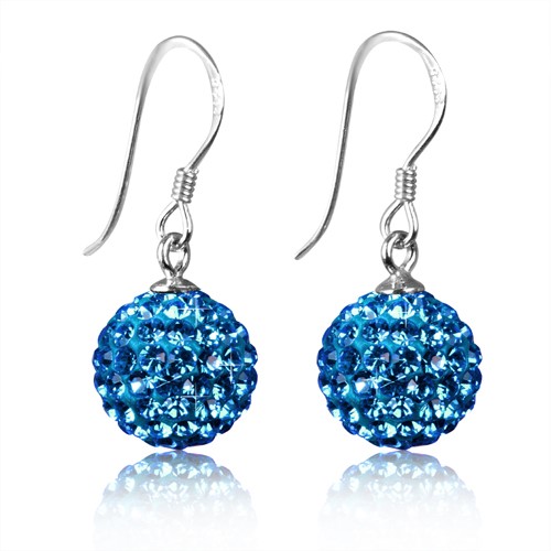Clear Crystal Disco Ball Earrings made with solid 925 Sterling Silver