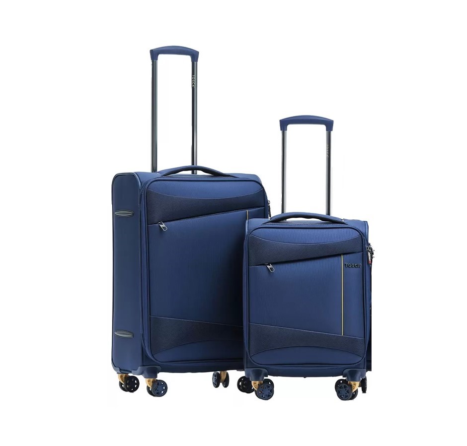 TOSCA Flight Softside Luggage 2-Piece Set, Navy/Yellow, Medium, 67cm, Small