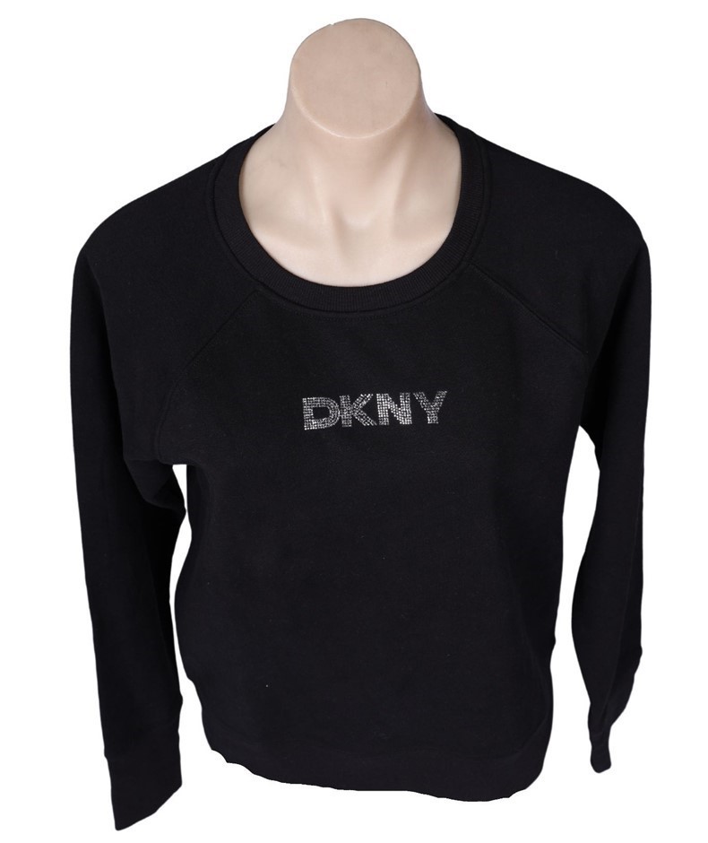 DKNY SPORT Women's Sequin Logo Pullover, Size M, 60% Cotton, Black. Buyers