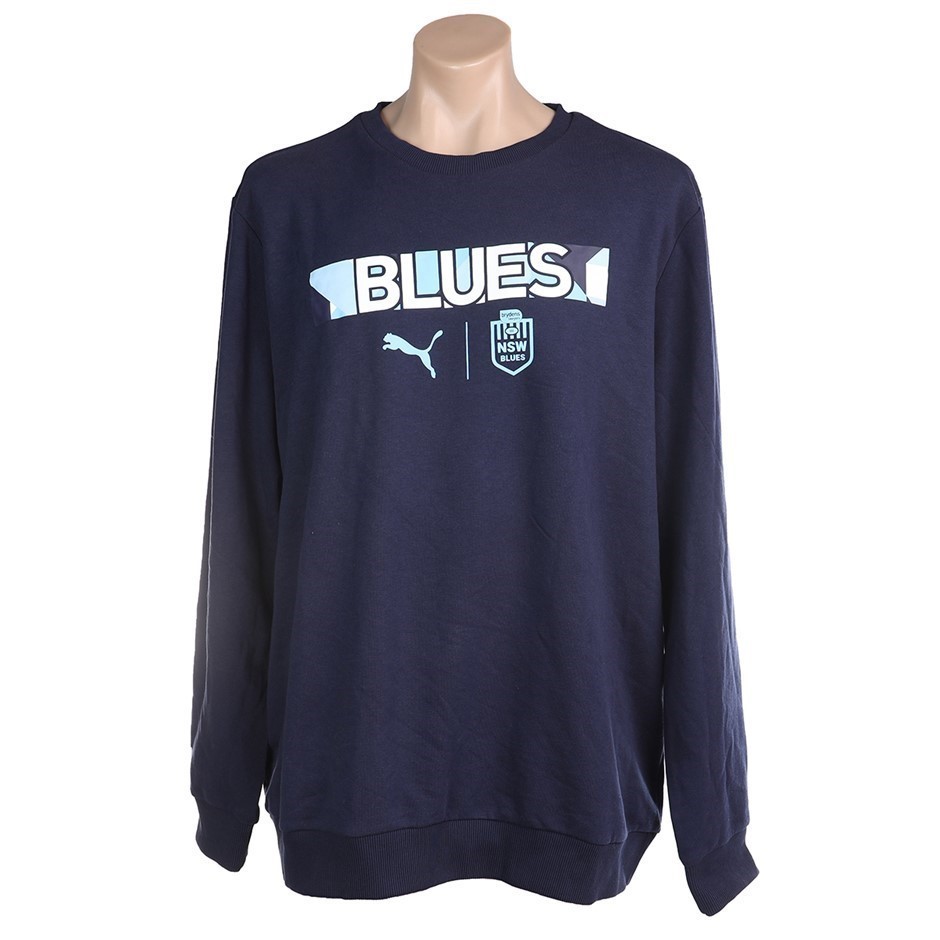 PUMA Men's NSW Blues Wording Sweatshirt, Size S, Cotton/Elastane, Peacoat.