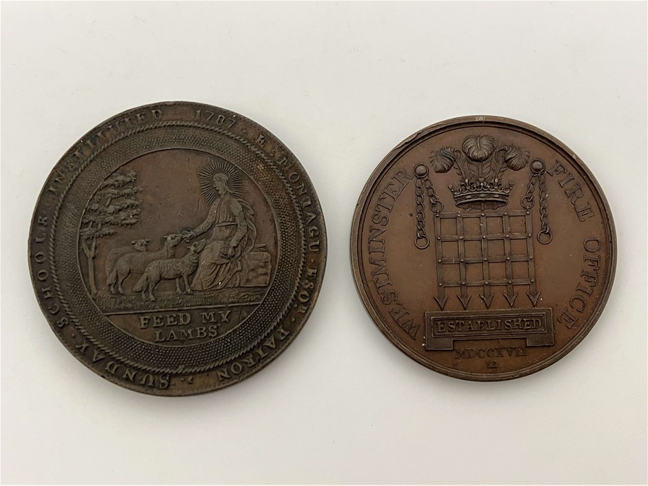 2 x GB Medals, Westminster Fire Office, Philoinvestgists C:1717-87