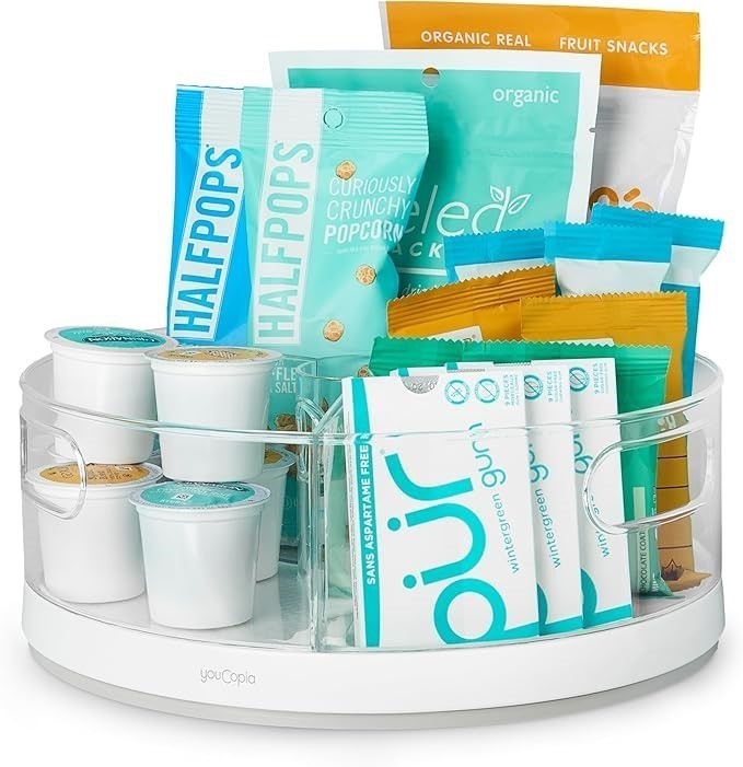 YOUCOPIA Crazy Susan Lazy Susan Organizer, 3 BPA-Free Removable Clear Bins