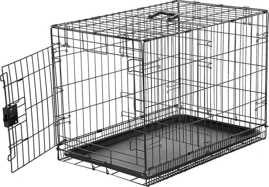 AMAZON BASICS Foldable Metal Wire Dog Crate with Tray, Single Door, 76cm Le