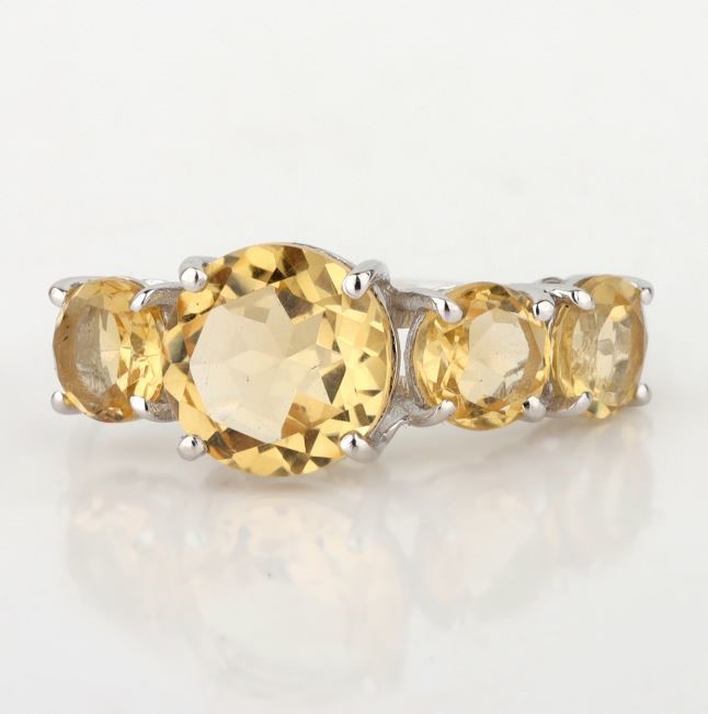 White Gold Natural Citrine / Natural Citrine Ring with Valuation