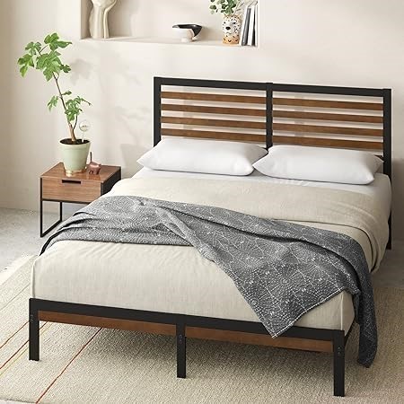 ZINUS Kai Bed Frame, Queen, Brown.