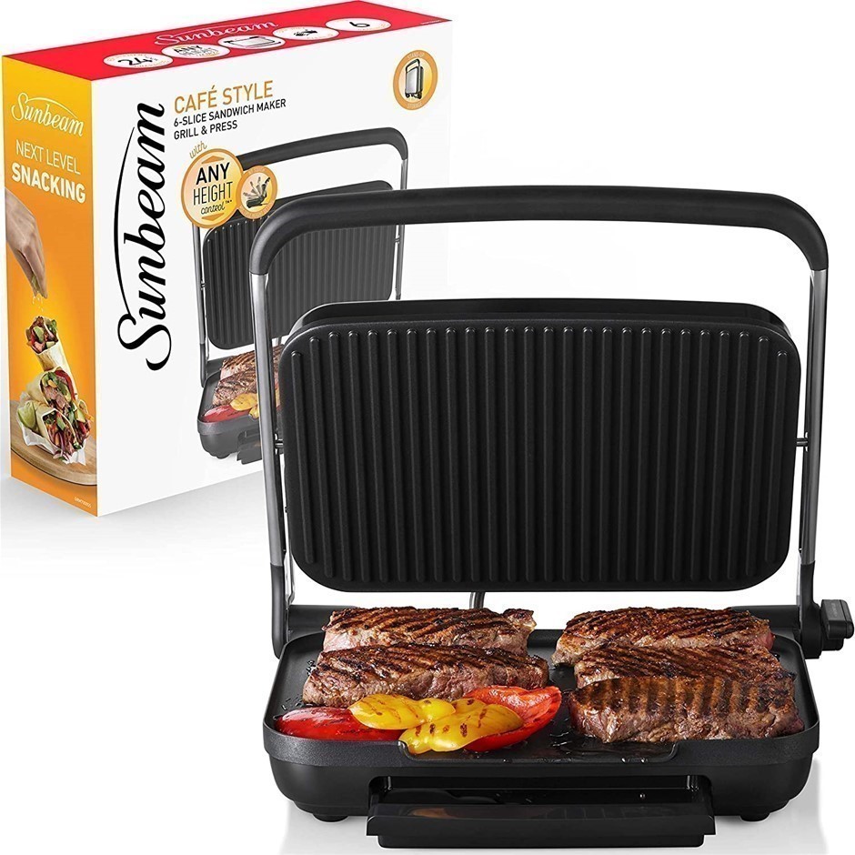 SUNBEAM Café Style 6-Slice Sandwich Press and Maker, Non-Stick Coating, Sta