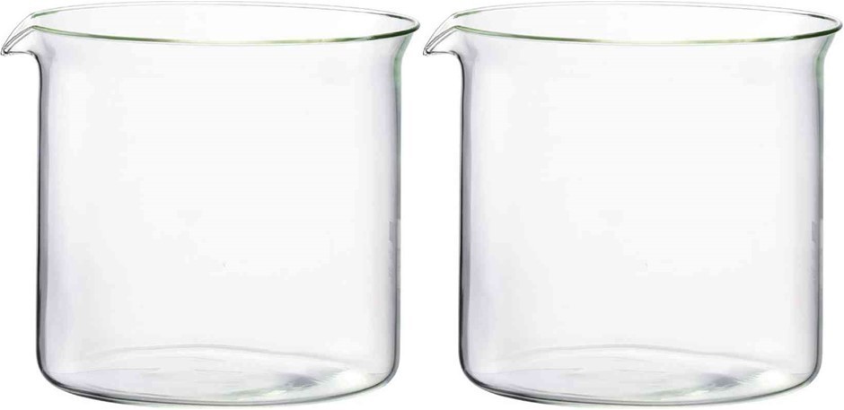 2 X BODUM Replacement Glass for Two Cup Coffee Press, 4 Cup (0.5L).