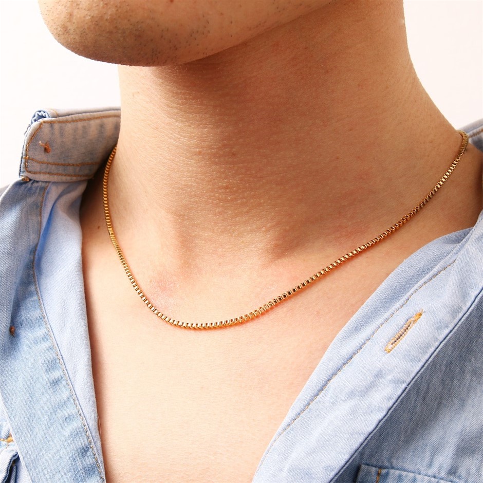 Classic 2mm Stainless Steel Box Chain Necklace - 60cm (yellow)