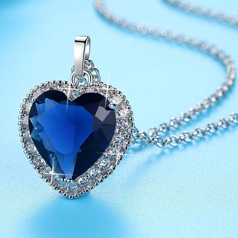 Stainless Steel Royal Simulated Diamond Love Heart Necklace in Silver