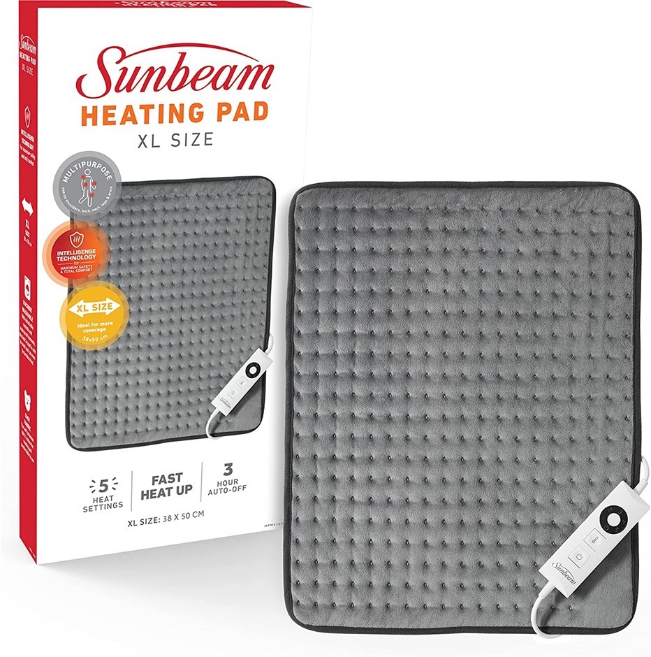SUNBEAM Multipurpose Electric Heating Pad XL, 38x50cm, Wide Coverage, 5 Hea