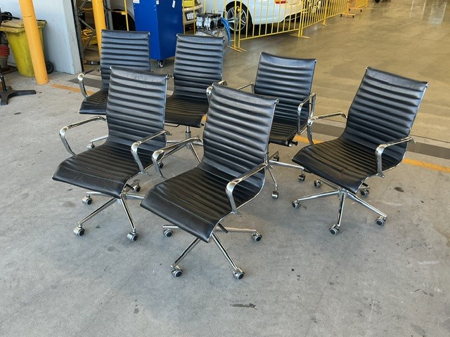 6 x Boardroom Chairs Black and Chrome