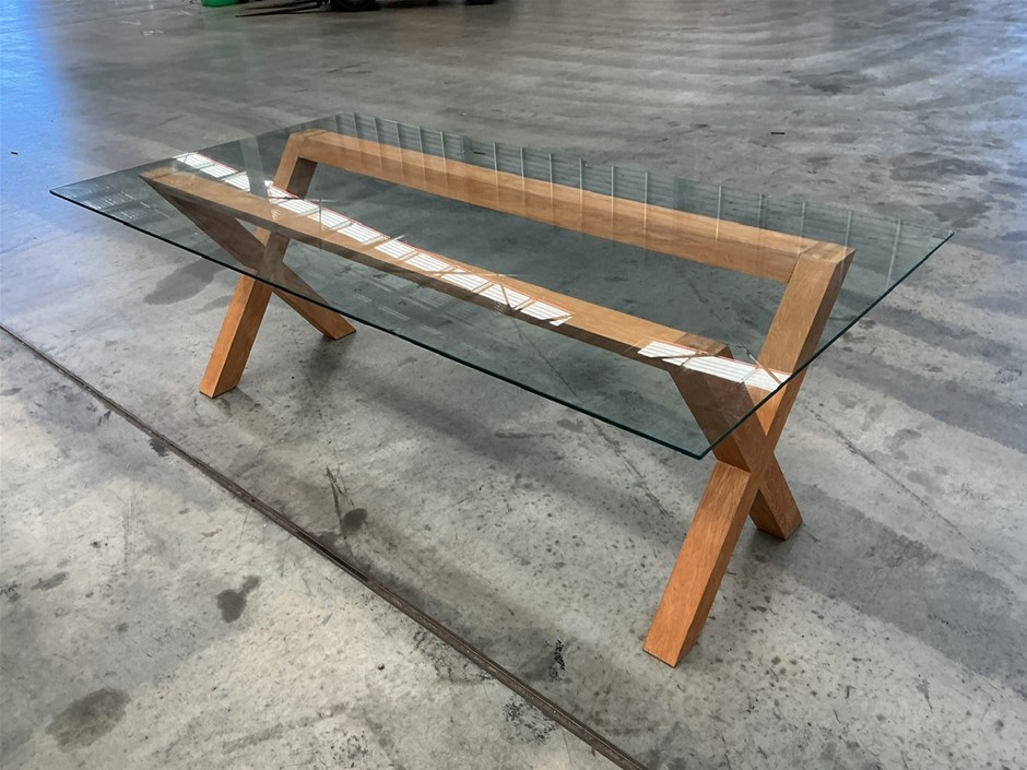Glass Top Dining Table With Wooden Legs
