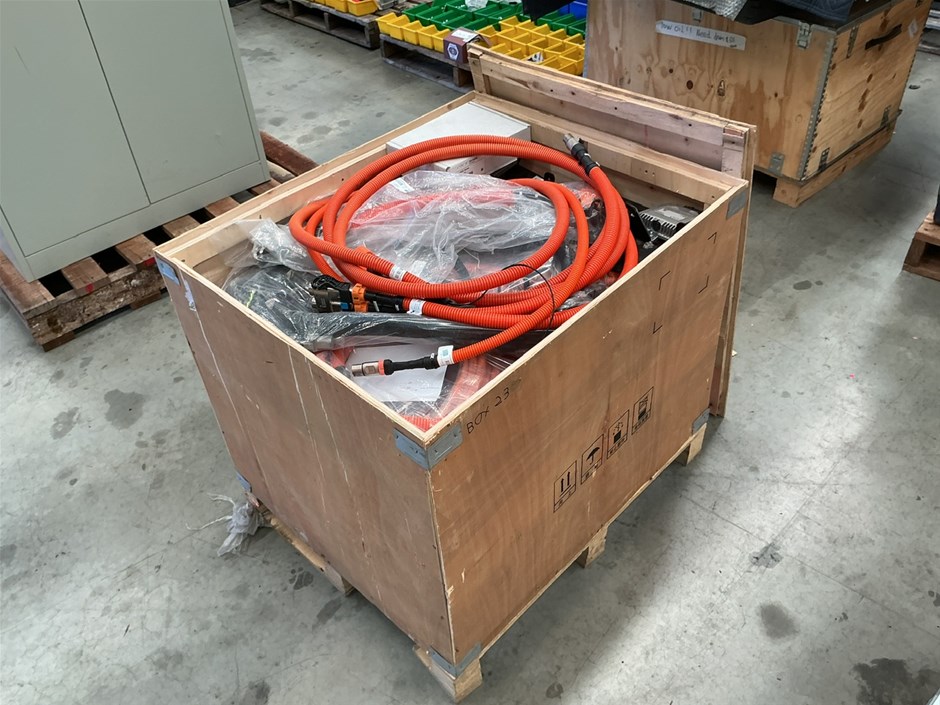Crate of Rivian Looms and ECU Components