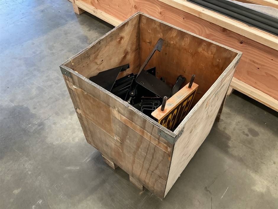 <p>Crate of Assorted Rivian Brackets </p>
