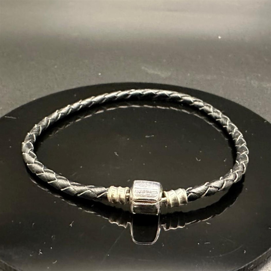 Designer Silver Ball Chain Bracelet in Black