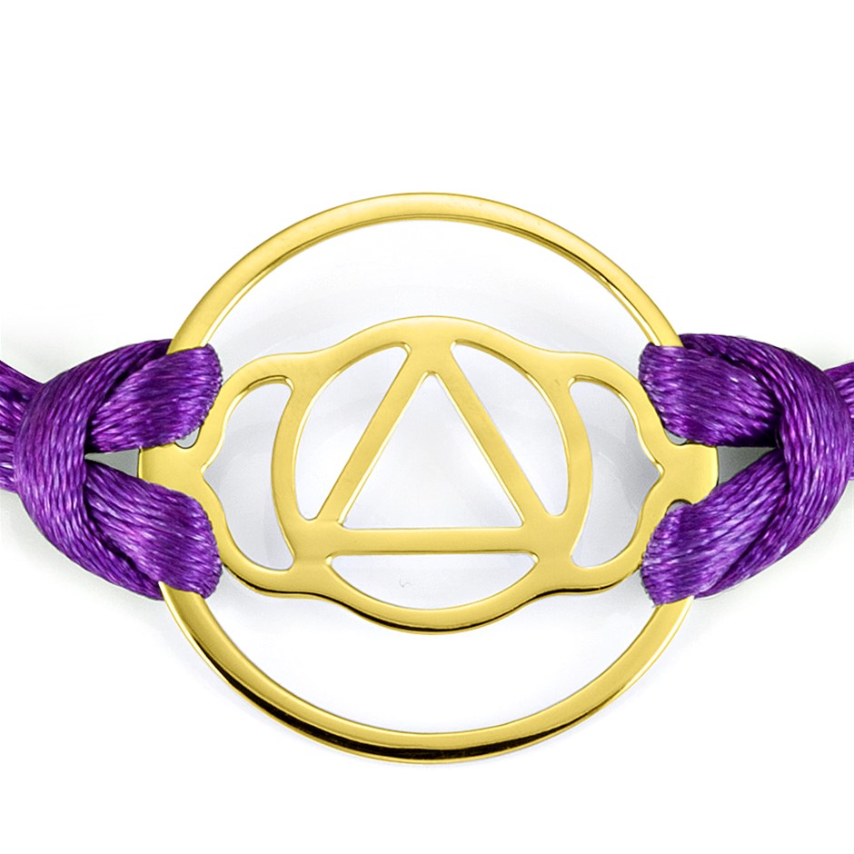 Solid 925 Sterling Silver & Gold  Plated Chakra Bracelet - Crown Chakra