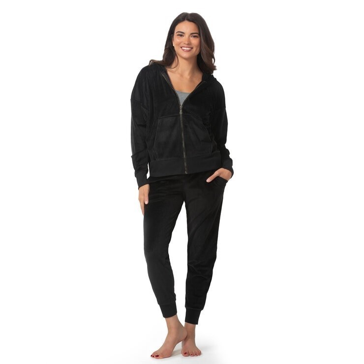 2pc JEZEBEL Women's Velour Set, Size L, Black. Buyers Note - Discount Frei