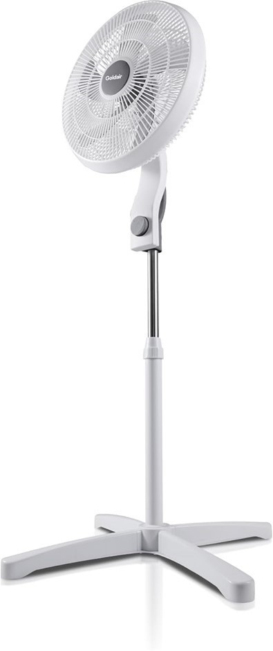 GOLDAIR 5 Blade 40cm Pedestal Fan, White/Grey.
