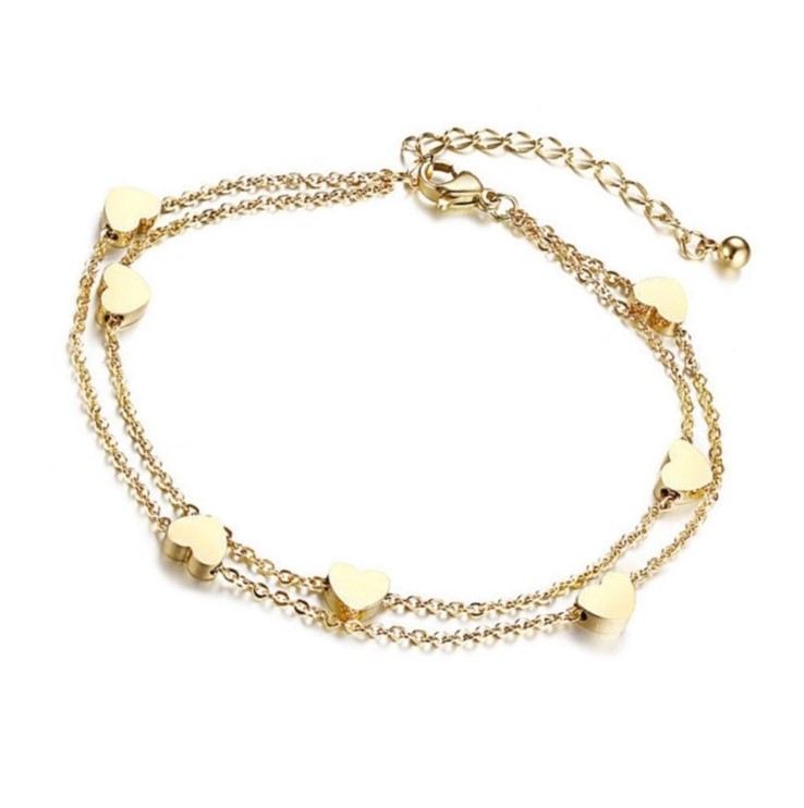 Cute Children's Double Layered Extendable Heart Charm Bracelet - Yellow