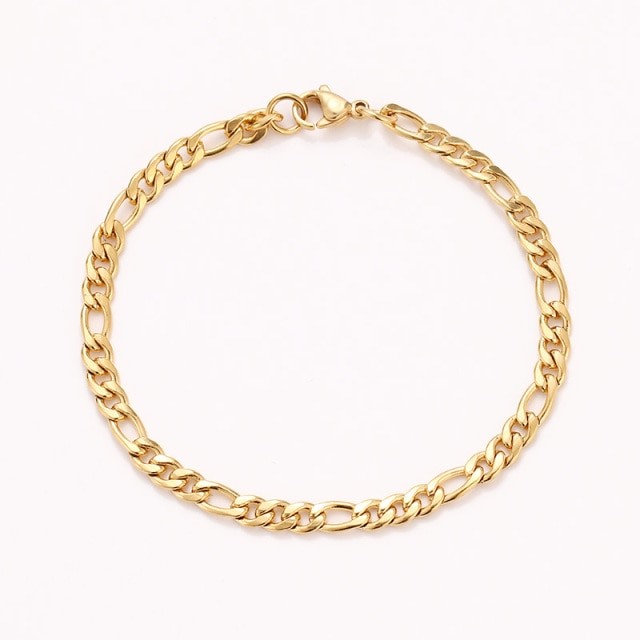 Classic 4.5mm Stainless Steel Figaro Bracelet - 22.5cm (yellow)