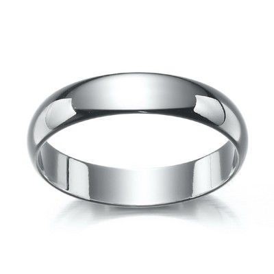 Rhodium Plated Men's Band Ring (5mm) - US Size 9