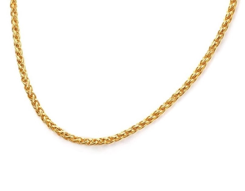 Classic 4mm Wide Stainless Steel Wheat Chain Necklace - 50cm (Yellow)