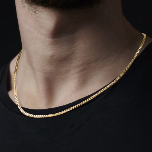 Classic 2mm Stainless Steel Box Chain Necklace - 50cm (yellow)