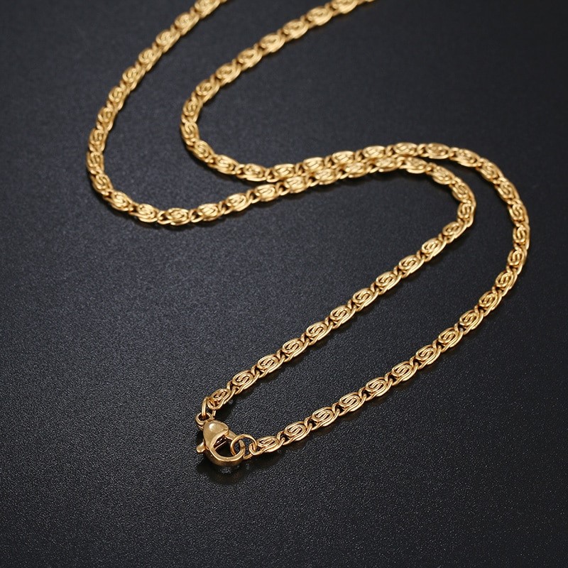 Classic 3mm Stainless Steel Snail Chain Necklace - 50cm (yellow)