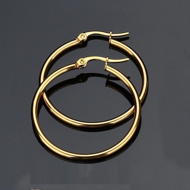 Classic 45mm Stainless Steel Large Hoop Earrings - Yellow