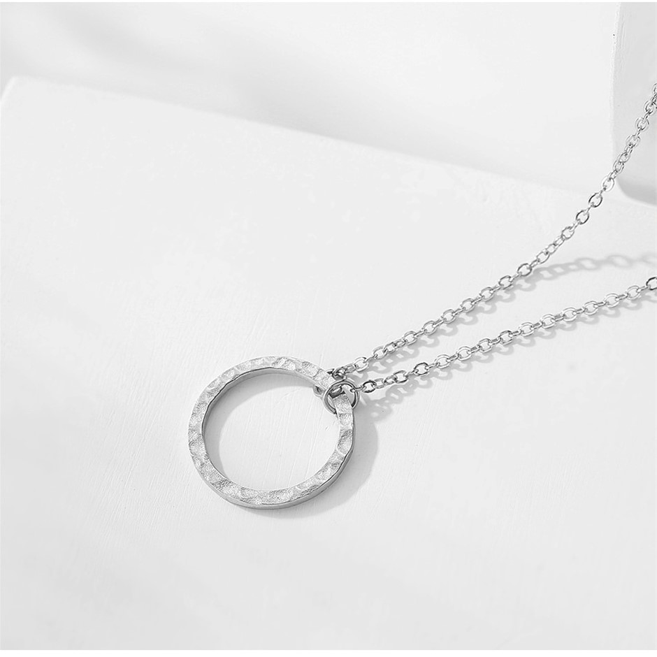 Designer Minimalist Round Eternity Necklace in Silver
