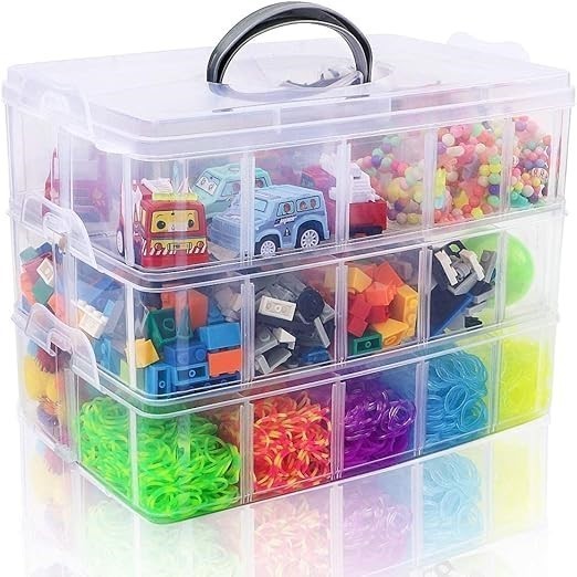 SGHUO 3-Tier Stackable Container Box for Craft Storage, Kids Toys, Art Craf