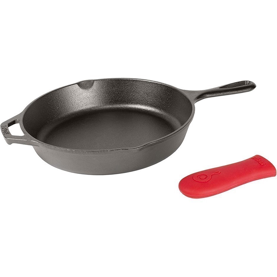 LODGE Cast Iron Skillet w/ Hot Handle Holder, 10.25", L8SK3ASHH41B.