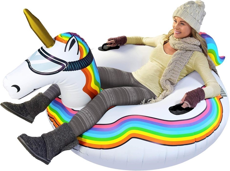 GOFLOATS Tube - Inflatable Sled for Kids and Adults (Unicorn). Perfect For