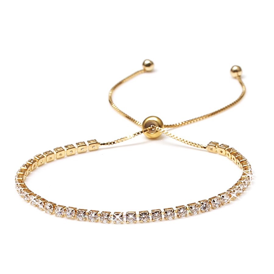 Stunning Simulated Diamond Tennis Bracelet - Yellow/Gold (adjustable)